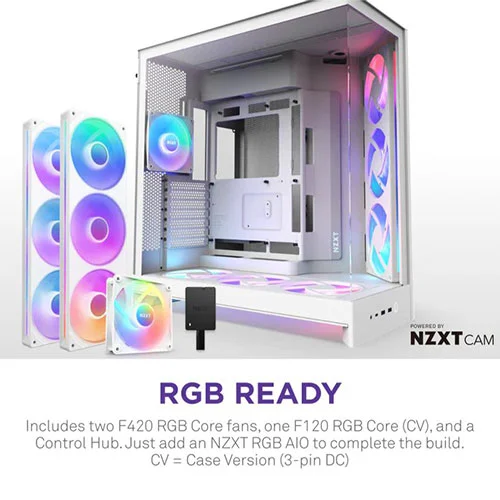 Nzxt H9 Flow RGB Plus 2025 Edition White E-ATX Mid Tower Case NZXT