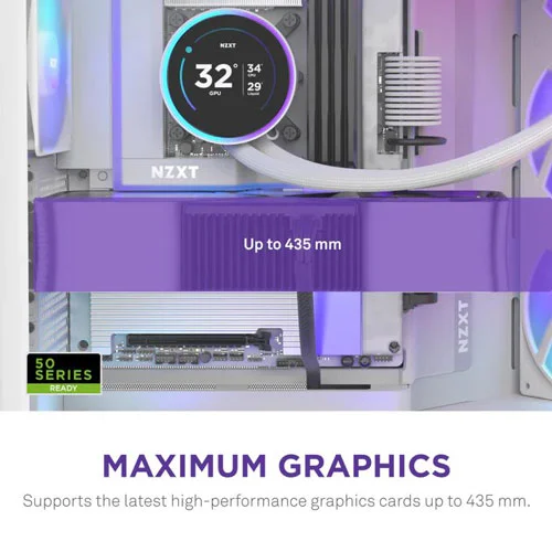 Nzxt H9 Flow RGB Plus 2025 Edition White E-ATX Mid Tower Case NZXT