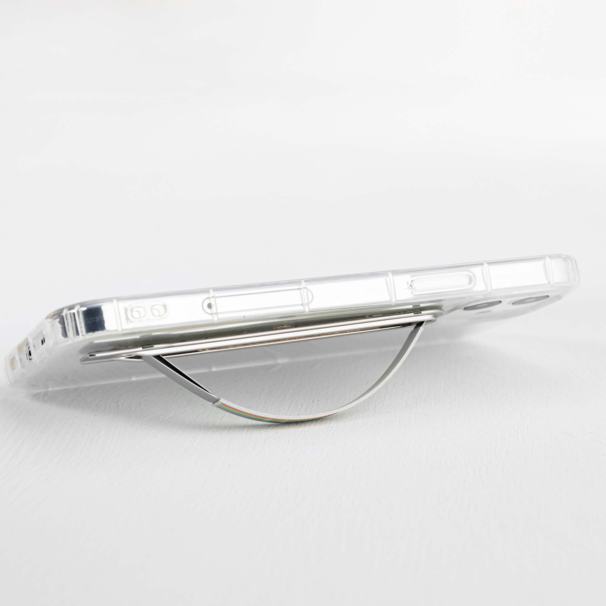 SleekStrip Phone Stand and Grip - Chrome Base with Light Rainbow Strip SLEEKSTRIP