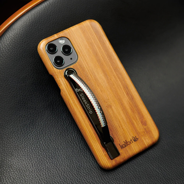 SleekStrip Phone Stand and Grip - Gunmetal Base With Fair Isle Sweater Strip SLEEKSTRIP