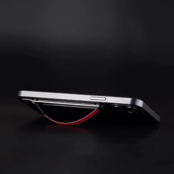 SleekStrip Phone Stand and Grip - Matte Black Base with Burgundy Red Strip SLEEKSTRIP