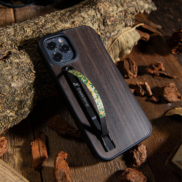 SleekStrip Phone Stand and Grip - Matte Black Base with Digital Jungle Camo Strip SLEEKSTRIP