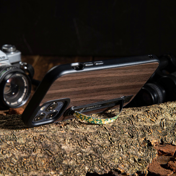 SleekStrip Phone Stand and Grip - Matte Black Base with Digital Jungle Camo Strip SLEEKSTRIP