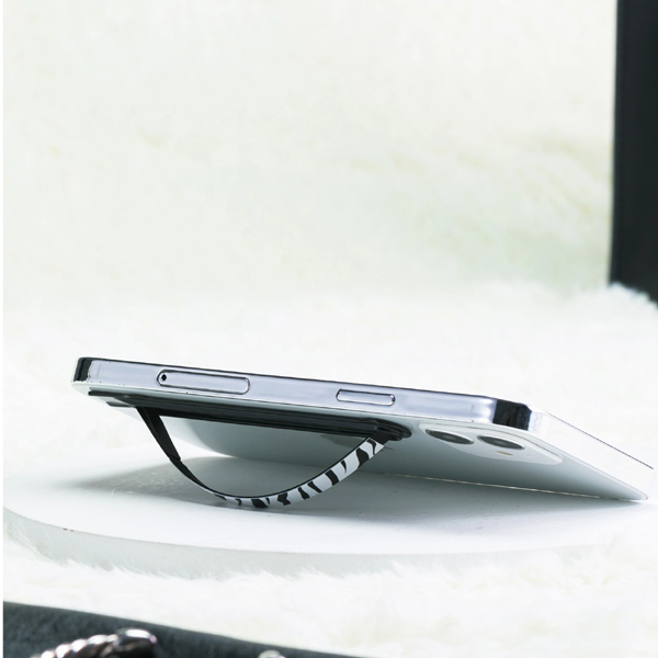 SleekStrip Phone Stand and Grip - Matte Black Base With Zebra Strip SLEEKSTRIP
