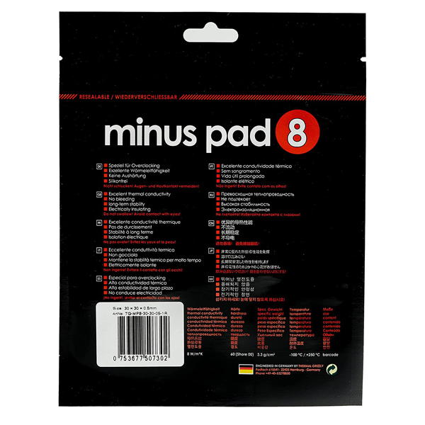 Thermal Grizzly Minus Pad 8 Thermal Pad (30 X 30 X 0.5mm) THERMAL GRIZZLY